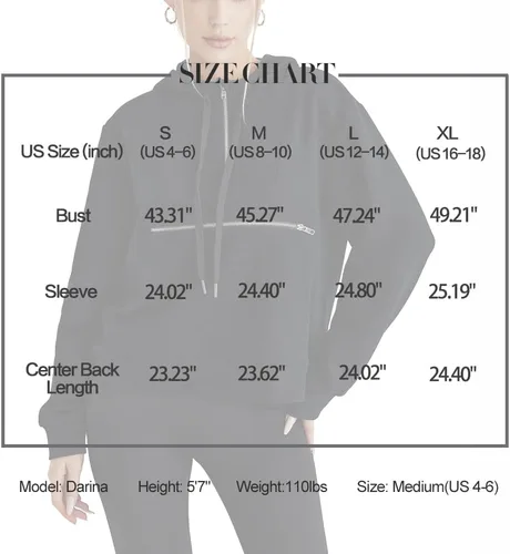 Vista 6 de Women's Thin Tunic Hoodies Long Sleeve Zip Up Sweatshirts Pullover Blouse Tops