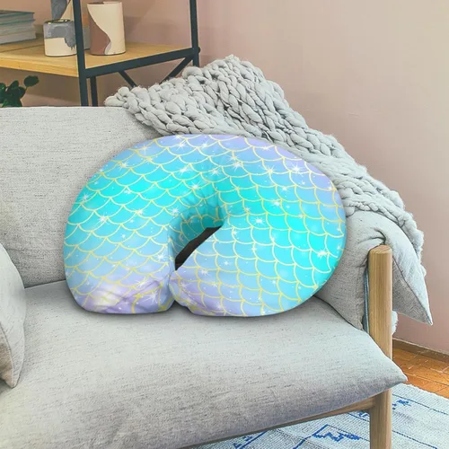 Vista 5 de Forchrinse Funda de almohada de lactancia con escamas de sirena azul para niñas, funda de almohada de lactancia de princesa para madres que