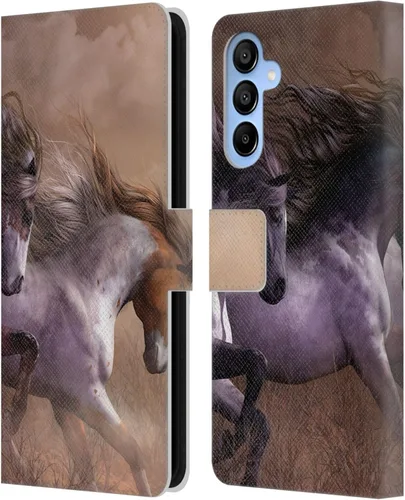 Vista 405 de Head Case Designs Officially Licensed Laurie Prindle A Morgan Christmas Western Stallion Leather Wallet Case Compatible with Samsung Galaxy A07 4G