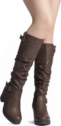 Vista 2 de Dream Pairs - Botas a la rodilla de tacón grueso para mujer