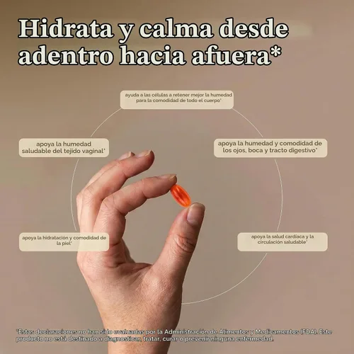Vista 4 de Terry Naturally Omega - Hidratación de la piel, humedad de los ojos - 60 unidades Skin Hydration, Eye Moisture and Mucous Membrane Health Support.