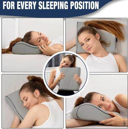 Vista 2 de alkamto Cómoda almohada de espuma viscoelástica para viajes y campamentos, bolsa portátil fácil de llevar, funda de almohada con regulación