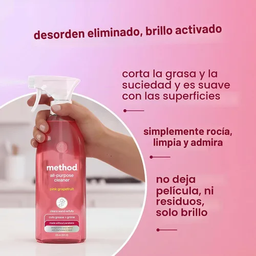 Vista 7 de Method Spray de limpieza para el hogar de pomelo rosa, 28 FZ