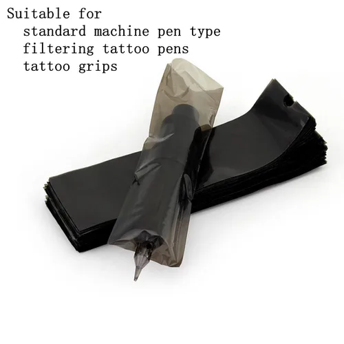 Vista 5 de KingWei - 200 fundas desechables para bolígrafos de máquina, tamaño de 1.8 x 4.7 pulgadas, fundas de agarre de mano (negro)