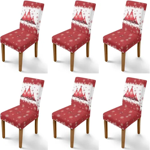 Vista 130 de Rnyleeg Fundas navideñas para sillas de comedor, fundas de asiento de comedor con estampado de campanas brillantes, juego de 1 funda suave y lavable