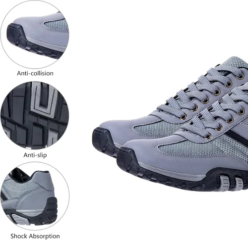 Vista 4 de Zapatos de senderismo antideslizantes para hombre, cómodos zapatos de senderismo bajos para caminar al aire libre, zapatos de trabajo transpirables