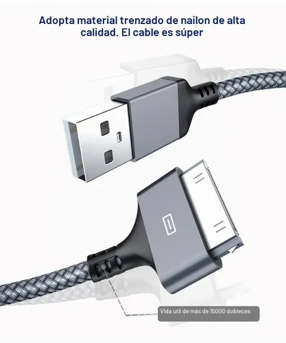 Vista 2 de AkoaDa Cable de carga USB de 6.6 pies, 2 unidades, cable de sincronización USB de 30 pines, cable de carga de sincronización de alta velocidad