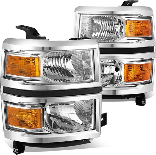 Vista 12 de DNA MOTORING HL-OH-CSIL14-BK-AM Faros delanteros negros y ámbar compatibles con Silverado 1500 2014-2015