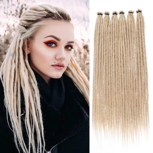 Vista 39 de Leeven Extensiones de Rastas Sintéticas de Doble Punta de 24 Pulgadas 30 Hebras Rastas Boho 613 Rubio 3 Estilos Mixtas Onduladas Rizadas DE Rastas