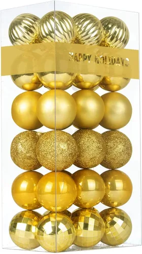Vista 134 de Esferas pequeñas de bronce de 1.6 pulgadas para decoración del árbol de Navidad, adornos inastillables para cumpleaños, Halloween, vacaciones, boda