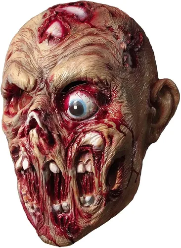 Vista 2 de Molezu Máscara de cabeza de zombi de látex espeluznante y espeluznante para Halloween fiesta cosplay accesorios sangrientos para adultos zombi