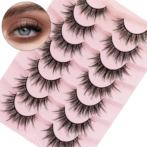 Vista 18 de DYSILK Pestañas postizas naturales de visón 6D, aspecto dramático, pestañas postizas esponjosas, extensión de maquillaje, pestañas largas hechas a