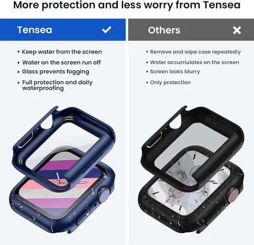 Vista 2 de Tensea - Funda protectora de pantalla para Apple Watch de 1.732 in SE 3/2nd/SE/Series 6/5/4 Waterproof iWatch Protective Face Cover -Tempered