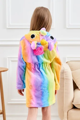 Vista 5 de Doctor Unicorn Bata de baño suave con capucha de unicornio - Regalos de unicornio para niñas