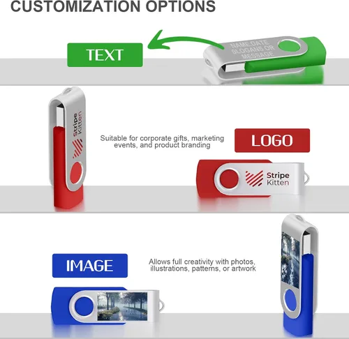 Vista 3 de Unidad flash USB personalizada de 128 MB, paquete de 50 unidades USB personalizadas, unidad USB personalizable, logotipo impreso, regalos