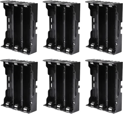 Vista 8 de 6 unids 18650 caja de batería titular 2 ranuras x 3.7 V 18650 caja de almacenamiento de batería, en paralelo negro baterías clip caja con pin