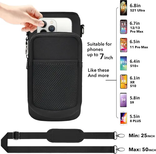 Vista 5 de Bolsa para botellas de agua de medio galón, soporte para botellas, correa de mano ajustable para el hombro, funda de neopreno con 2 bolsillos