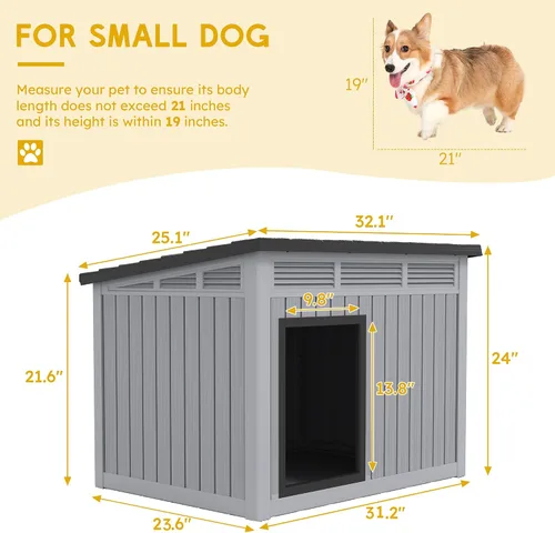 Vista 4 de Fancyango Casa para perros para uso en interiores y exteriores, techo resistente a la intemperie y suelo extraíble, se adapta a perros pequeños a