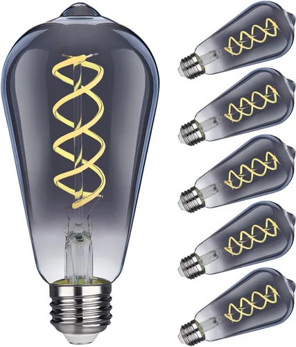 Vista 14 de Paquete de 6 bombillas Edison ST19 ST58, bombillas LED vintage, blanco suave de 2700 K, bombilla de filamento LED en espiral flexible antiguo