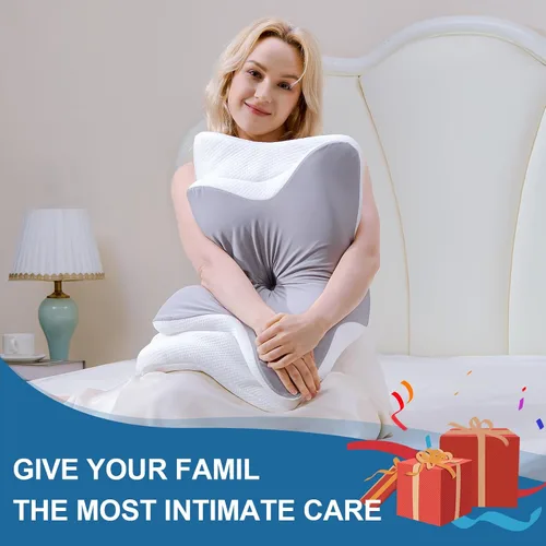 Vista 7 de Almohada cervical para aliviar el dolor de cuello, contorno ergonómico de espuma viscoelástica para el cuello, soporte para dormir de lado