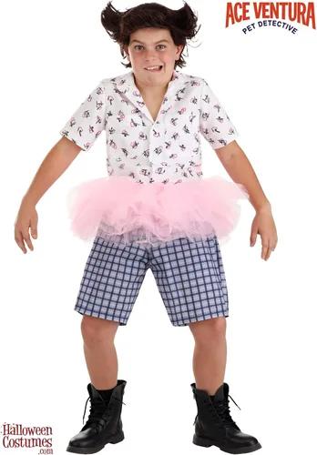 Vista 7 de Ace Ventura Pet Detective Disfraz de tutú Ace Ventura para niños con peluca, disfraz de película para niños para Halloween y juego de rol