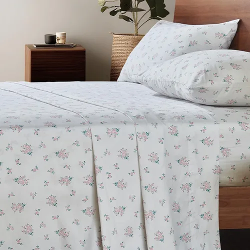 Vista 18 de HYPREST 100% Cotton Percale Sheets Queen, Blue Rose Floral Deep Pocket 16