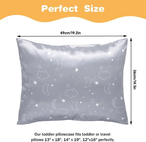 Vista 2 de Winmany Paquete de 2 fundas de almohada para niños pequeños, fundas de almohada de satén de seda de bebé de 19.3 x 14.2 in, fundas de almohada