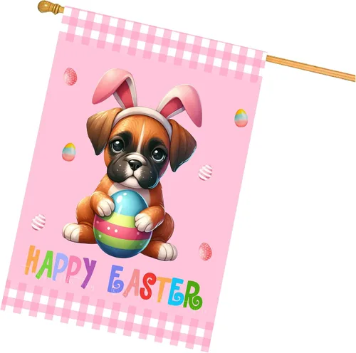 Vista 6 de Chow Chow Easter Day Dog House Flags for Home Decorations - Double Sided Yard Lawn Easter Festival Decorative Gift - Holiday Cats Flag Decor 28"w x