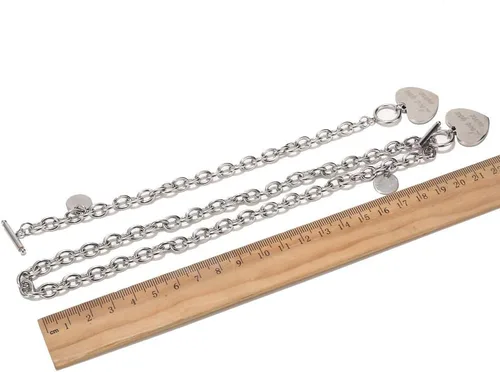 Vista 3 de Collar de corazón y pulsera de corazón para mujer, conjunto de joyería de cadena de palanca
