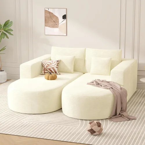 Vista 7 de Sofá cama modular, sofás de nube convertibles para sala de estar, 2 tumbonas de pana sin hueso, sofá cama de gran tamaño para dormitorio,
