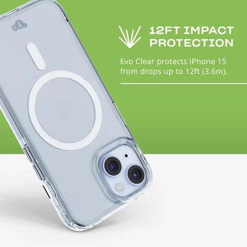 Vista 5 de Tech21 Evo - Funda transparente para iPhone 16e y 15, compatible con MagSafe, funda de protección contra impactos, transparente