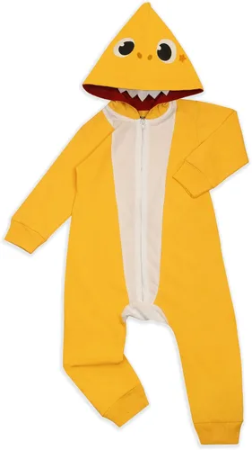 Vista 2 de Nickelodeon Baby Shark - Mameluco de manga larga con capucha y cremallera para niños pequeños