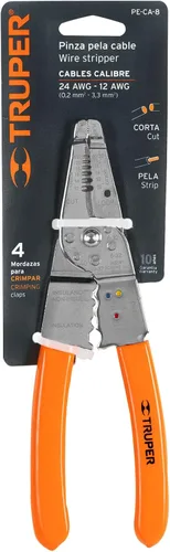 Vista 4 de Truper Pelacables y cortador de 8" - Naranja, acero aleado, plástico y caucho