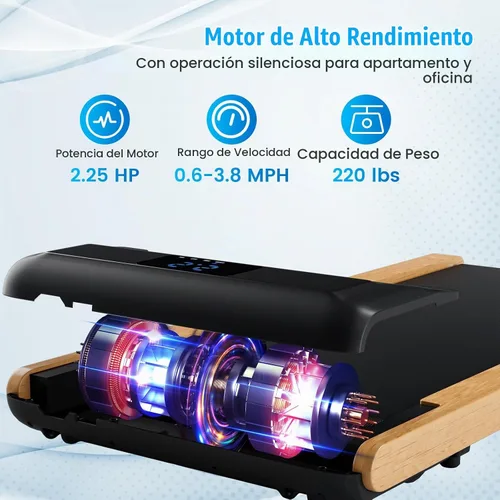 Vista 3 de GYMAX Almohadilla para caminar, caminadora de 2.25 HP para debajo del escritorio con control de aplicación inteligente, pantalla LED y cinturón