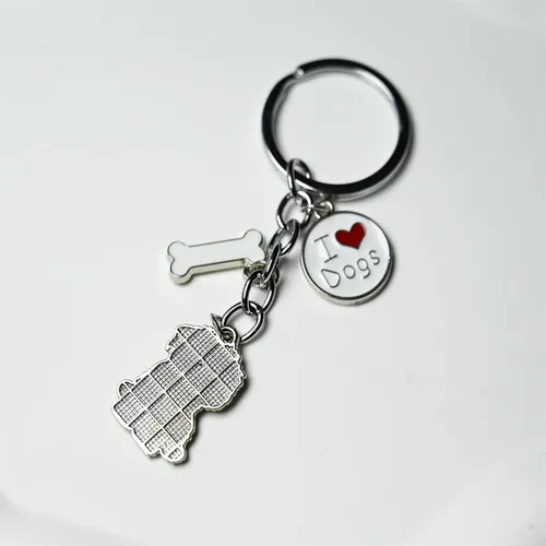 Vista 3 de Llavero para perro, lindo llavero de perro para mascotas, mini llavero de metal
