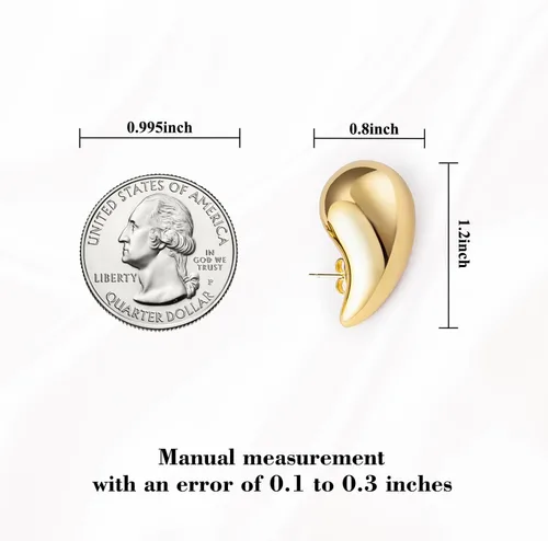 Vista 6 de Gold Waterdrop Hoop Earrings Dupes Earrings, Chunky Drop Earrings for Women, Lightweight Hypoallergenic Gold Plated Statement Fashion Jewelry for