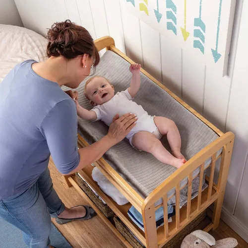 Vista 2 de Boppy Funda para cambiador, tela Minky acanalada gris