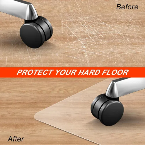 Vista 2 de Vicwe Tapete para silla de oficina para suelo de madera, 30 x 48 pulgadas, totalmente transparente, protector de silla de piso duro, fácil