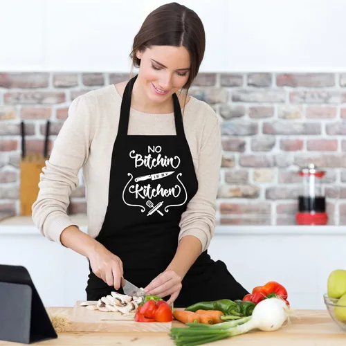 Vista 2 de Delantales divertidos para mujeres, bonitos delantales de cocina para cocinar, hornear, regalos de delantales de cumpleaños, Navidad para mamá