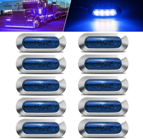 Vista 8 de ALFU 10 luces LED ámbar DC12V-24V 4 LED indicadoras de marcador lateral lámpara delantera trasera luz interior con bisel cromado universal