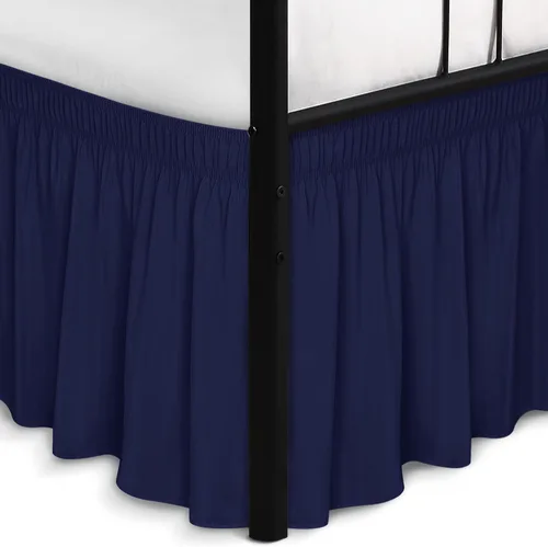 Vista 24 de Biscaynebay Faldas de cama envolventes con esquinas divididas para camas Twin/Twin XL de 15 pulgadas de caída, volantes de polvo elásticos Negro