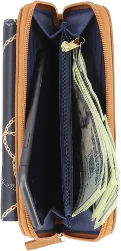 Vista 4 de Nautica Bulk Cargo - Cartera RFID para mujer, organizador con cremallera alrededor, Anchor Aweigh