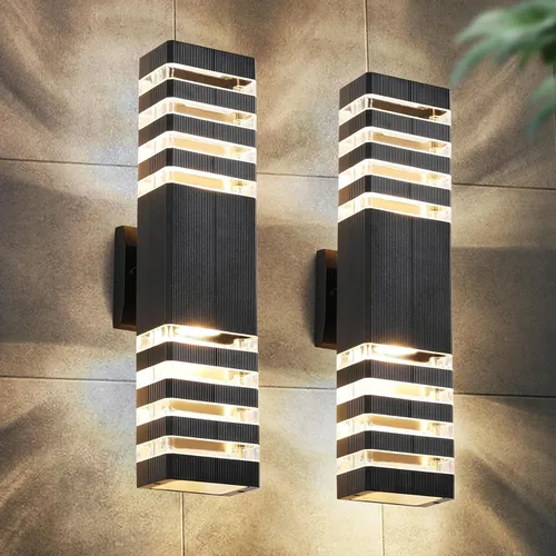 Vista 9 de Luces de pared para exteriores de anochecer a amanecer - Diseño impermeable de 2 capas, modernas lámparas de exterior de aluminio para casa, luces
