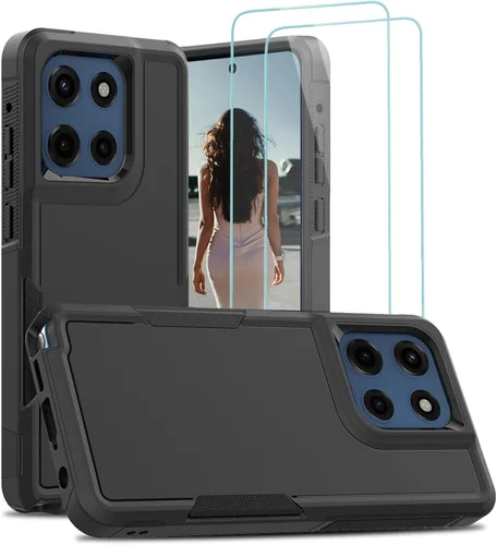 Vista 86 de Jeylly para Moto G Stylus 5G 2021 Funda con [2 Pack] Protector de Pantalla de Vidrio Templado, Protección Grado Militar Anti-Arañazos, Funda A