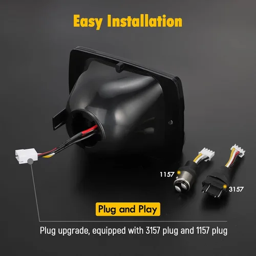 Vista 5 de Partsam 2 lámparas traseras cuadradas combinadas con lentes rojas, 2 luces direccionales delanteras, ámbar