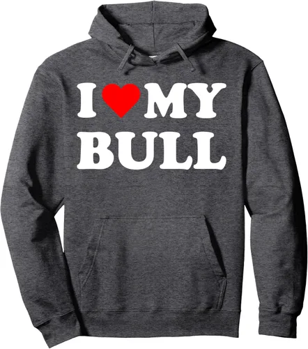 Vista 4 de Sudadera con capucha con texto en inglés "I Heart My Bull I love my bulls, Negro