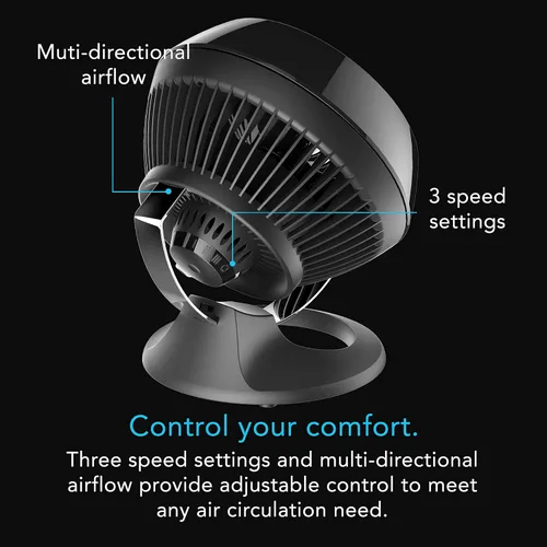 Vista 7 de Vornado Ventilador de pedestal de circulación de aire 602 para toda la habitación con 3 velocidades, altura ajustable, personal, negro y Vornado 460