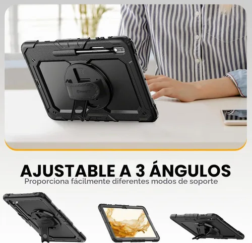 Vista 5 de Timecity - Funda para tablet Samsung Galaxy Tab S7 FE de 12,4 pulgadas, S7 y S8 Plus Funda protectora para tableta con protector de pantalla