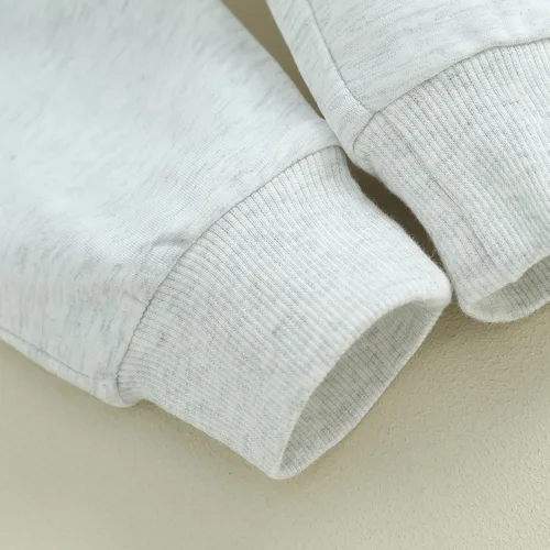 Vista 7 de Lesimsam Conjunto de 2 piezas de sudadera de manga larga con cuello redondo y pantalones deportivos para bebé niño