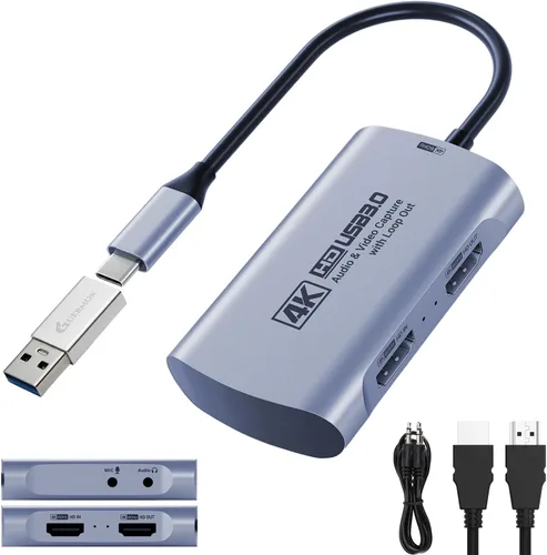 Vista 10 de Guermok Tarjeta de captura USB 4K144 HDMI2.1, captura de video 4K de Negro